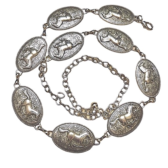 Accessories - Horse themed chain belt silver toned country western coastal cowgirl